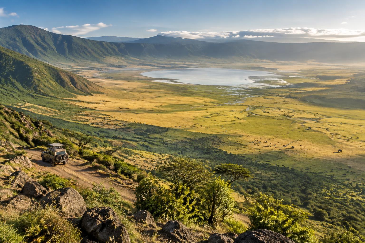 Fauna nel paesaggio del cratere di Ngorongoro